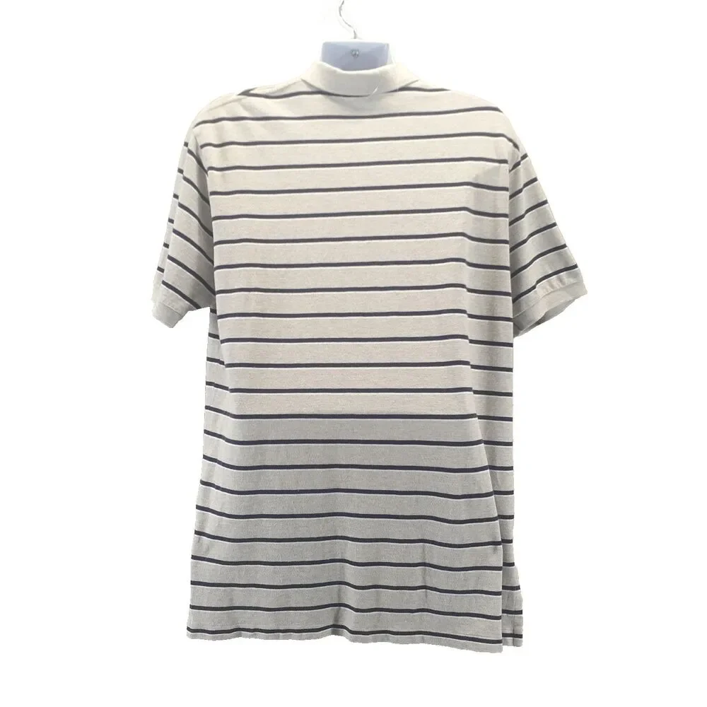 Polo Ralph Lauren Men Sz XL Polo Blue Gray Stripe Short Sleeve Shirt Preppy